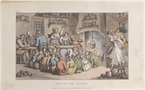De jacht op de pantoffel, uit The Vicar of Wakefield, 1 mei 1817 door Thomas Rowlandson