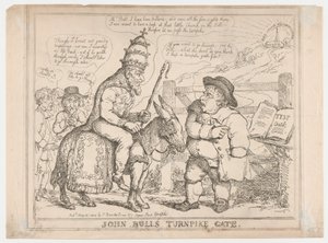 De tolpoort van John Bull door Thomas Rowlandson