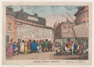 Joint Stock Street, 10 maart 1808 door Thomas Rowlandson