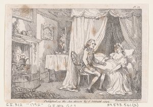 Lady Booby probeert de onberispelijke Joseph te verleiden, uit The Adventures of Joseph Andrew..., 1792