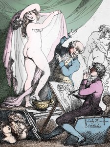De houding van Lady Hamilton, ca. 1790 (ets) (z/w foto) door Thomas Rowlandson