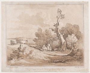 Landschap met Figuren die Hout Verzamelen Onder Kromme Bomen, 21 mei 1789 door Thomas Rowlandson