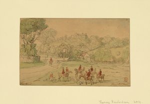 Landschap met jachttafereel door Thomas Rowlandson