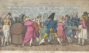 Les Musards de la Rue du Coq à Paris, ca. 1810 door Thomas Rowlandson