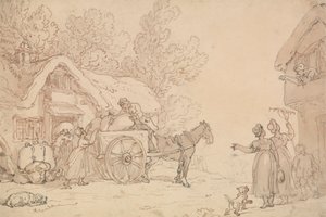 Zakken laden in een kar door Thomas Rowlandson