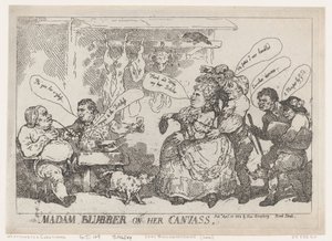 Madam Blubber op haar doek, 22 april 1784 door Thomas Rowlandson