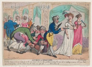 Ellende van het hoge leven, 1 maart 1808 door Thomas Rowlandson