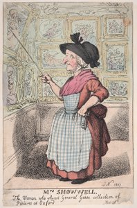 Mevrouw Showell, de Vrouw die de Collectie Schilderijen van Generaal Guise toont, 26 februari 1807 door Thomas Rowlandson