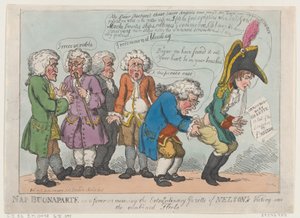 Nap Buonaparte in koorts bij ontvangst van de buitengewone Gazette van Nelson door Thomas Rowlandson