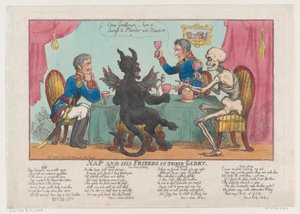 Nap en zijn vrienden in hun glorie, 1 oktober 1808 door Thomas Rowlandson