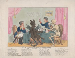 Nap en zijn vrienden in hun glorie, 1 oktober 1813 door Thomas Rowlandson