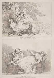 Een dutje op het platteland - Een dutje in de stad door Thomas Rowlandson