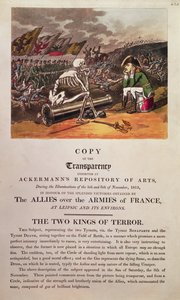 Napoleon en de dood zitten samen op het slagveld bij Leipzig door Thomas Rowlandson