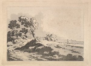Open Landschap met Drie Ruiters in de Verte naar Rechts, Windbloemen, 1784-88 door Thomas Rowlandson