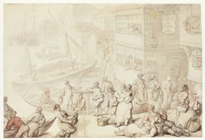 Buiten de Salutation Inn, Greenwich door Thomas Rowlandson