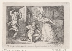 Patrijs Onderbreekt Tom Jones in zijn Protesten aan Lady Bellaston, uit De Geschiedenis van Tom Jones, 1792