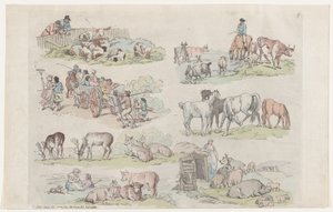 Plaat 11, Contouren van Figuren, Landschappen en Vee...voor het Gebruik van Leerlingen... door Thomas Rowlandson