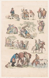 Plaat 14, Contouren van Figuren, Landschappen en Vee...voor het Gebruik van Leerlingen, 1 juni 1790 door Thomas Rowlandson