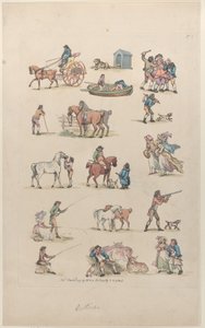 Plate 1, Outlines of Figures, Landscapes and Cattle...for the Use of Learners door Thomas Rowlandson
