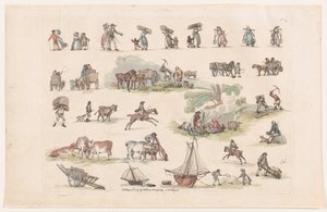 Plaat 2, Contouren van figuren, landschappen en vee... voor het gebruik van leerlingen, Ma...