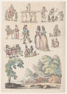 Plaat 5, Contouren van Figuren, Landschappen en Vee...voor het Gebruik van Leerlingen door Thomas Rowlandson