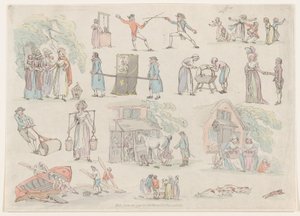 Plaat 8, Contouren van Figuren, Landschappen en Vee...voor het Gebruik van Leerlingen door Thomas Rowlandson