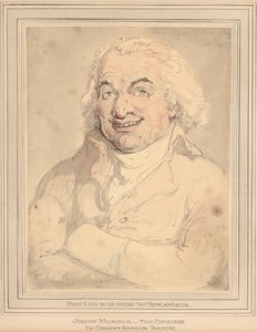 Portret van Joseph Munden, buste-lengte, in een buffkleurige jas door Thomas Rowlandson