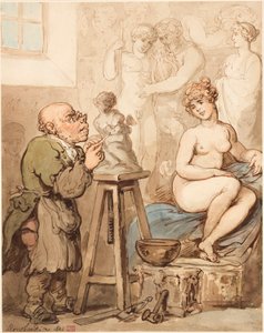 Voorbereiding voor de Academie—Oude Joseph Nollekens en zijn Venus door Thomas Rowlandson