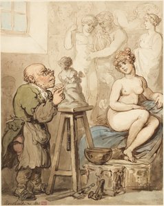 Voorbereiding voor de Academie—Oude Joseph Nollekens en zijn Venus door Thomas Rowlandson