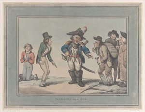 Voorbereiding op een duel door Thomas Rowlandson