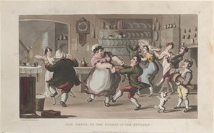 Quae Genus, in de Keukensporten, uit De Geschiedenis van Johnny Quae Genus, 1 augustus 1821 door Thomas Rowlandson