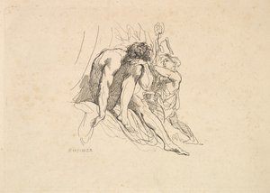 Riviergod met Kind door Thomas Rowlandson