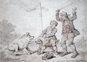Roestige Bacon (Koppigheid en Overreding) door Thomas Rowlandson