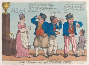 Zeelieden die het Tunbridge-water drinken door Thomas Rowlandson