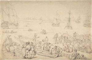 Zeehaven door Thomas Rowlandson
