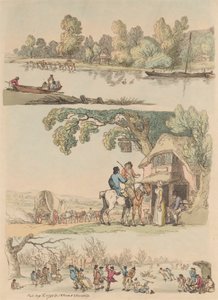 Set van zestien: Contouren van figuren en landschappen door Thomas Rowlandson