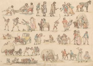 Set van zestien: Contouren van figuren en landschappen