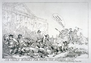 Sir Cecils begroting voor het afbetalen van de nationale schuld door Thomas Rowlandson