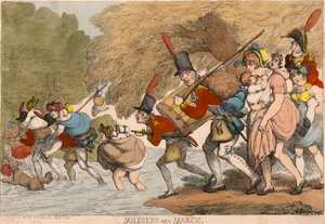 Soldaten op Mars: "Om haar vodden in te pakken en de Trom te volgen" door Thomas Rowlandson