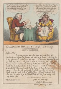 Valentijnsdag of John Bull die een brief aan zijn vrouw onderschept door Thomas Rowlandson