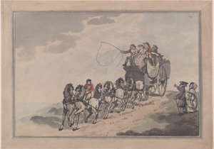 Postkoets en Zes, 1786-93 door Thomas Rowlandson