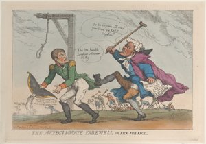 Het liefdevolle afscheid, of schop voor schop, 17 april 1814 door Thomas Rowlandson