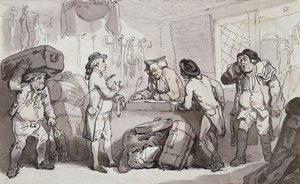 Het Koetsboekingskantoor: Thomas Rowlandson en Henry Wigstead Boeken Hun Reis door Thomas Rowlandson