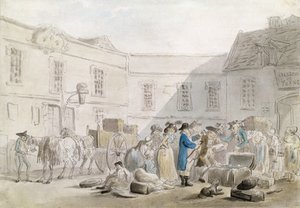 Het douanekantoor in Boulogne door Thomas Rowlandson