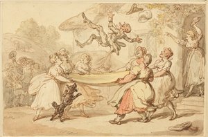 De straf van de dokter uitgevoerd tot klein vermaak van het hele dorp door Thomas Rowlandson