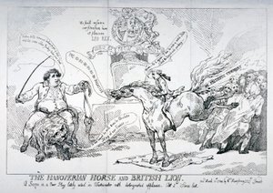 Het Hannoveraanse paard en de Britse leeuw, 1784 door Thomas Rowlandson