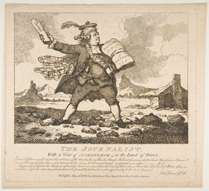 De journalist, met een uitzicht op Auckinleck of het land van stenen schilderachtige schoonheid, 15 mei 1786 door Thomas Rowlandson