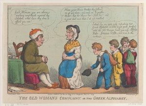De klacht van de oude vrouw, of het Griekse alfabet door Thomas Rowlandson