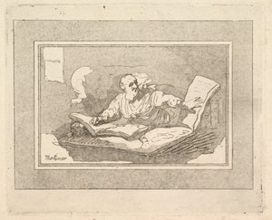 De Filosoof Bejaarde Man die een Boek Kopieert, 1783-87 door Thomas Rowlandson