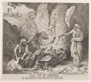 De Put van Acheron of De Geboorte van de Plagen van Engeland door Thomas Rowlandson